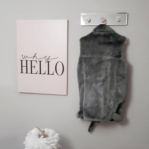 EUC Jakke green grey faux fur biker moto belted vest - Picture 7 of 9